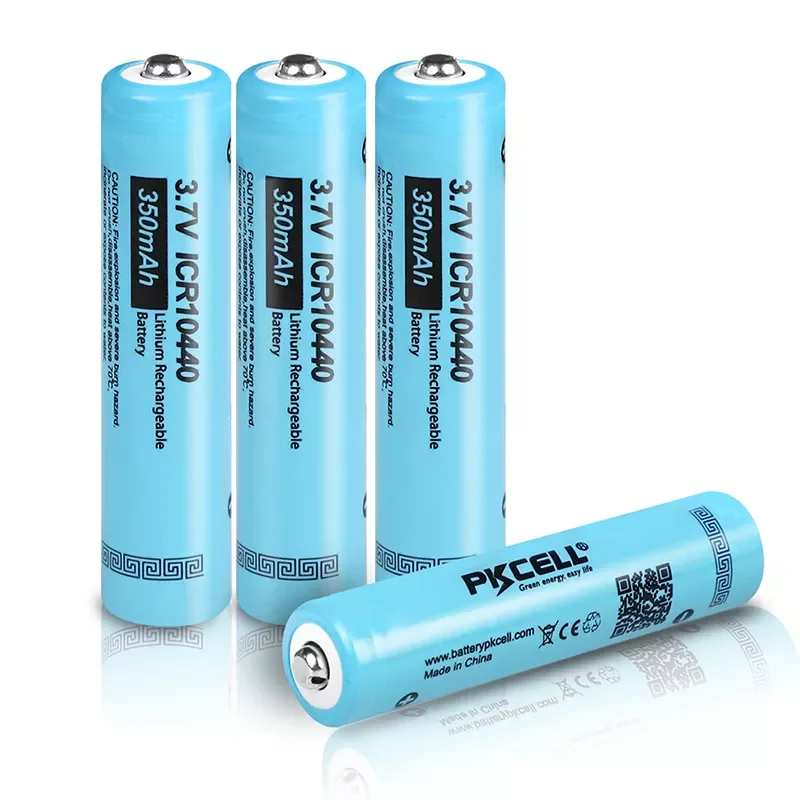 

4PCS PKCELL ICR 10440 AAA lithium battery 350MAH 3.7v li-ion AAA rechargeable batteries button top flashlight electronic machine