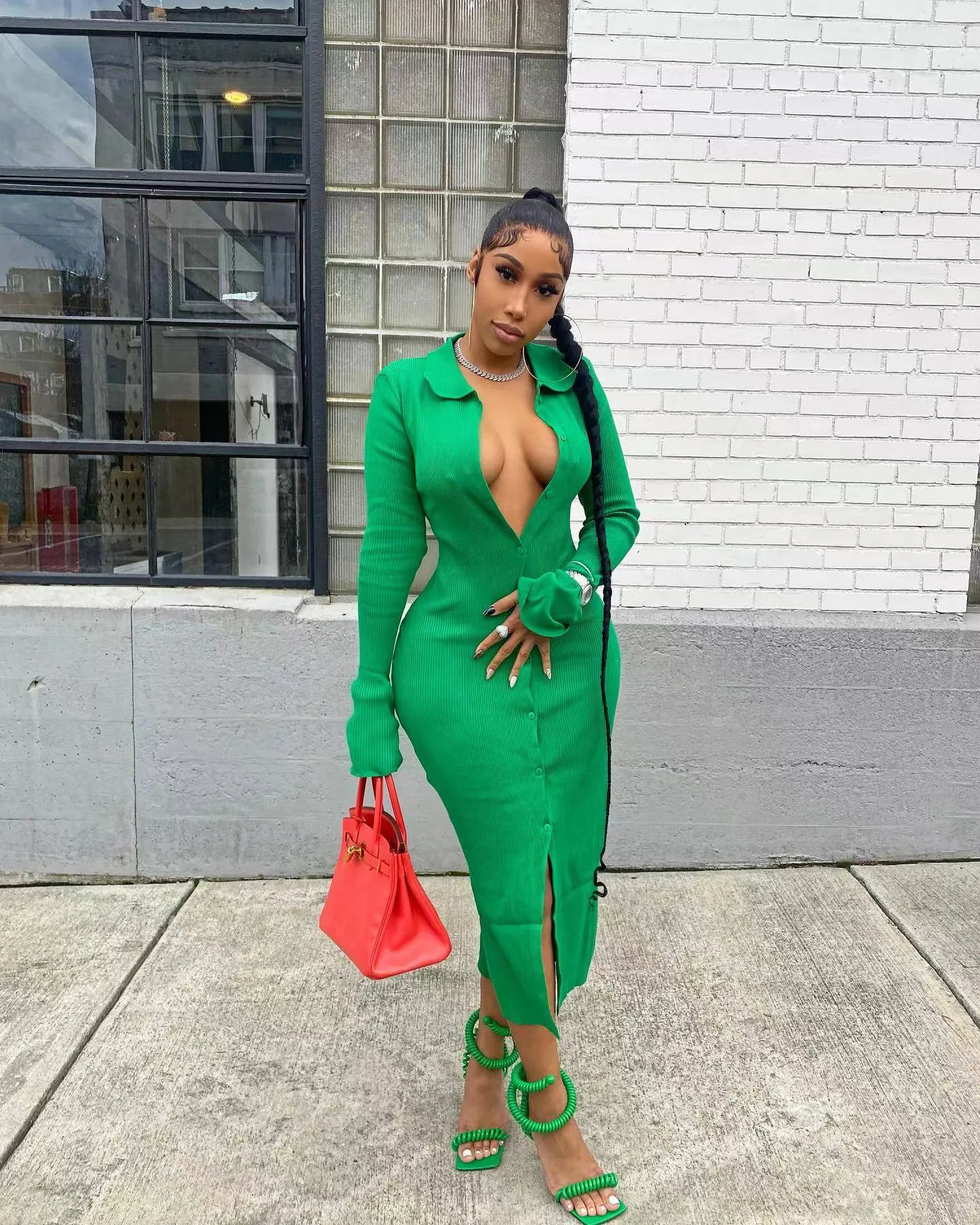 

Женское однотонное трикотажное однобортное облегающее платье миди в рубчик с длинным рукавом и воротником с лацканами осень 2022 пикантные в...