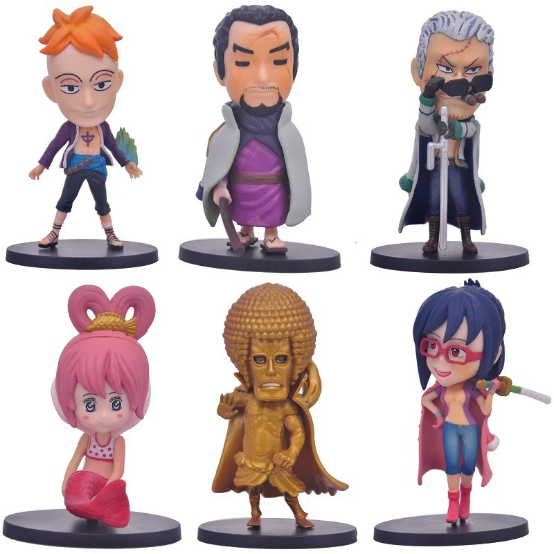 

6PCS One Piece GK Luffy Zoro Nami Sanji FRANKY Boa Hancock Buggy Q Version Doll Decoration Action Figure Model Kid Birthday Gift