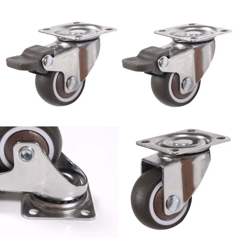 

4Pcs 1-2inch Furniture Casters Wheels Soft Rubber Universal Wheel Swivel Caster Roller Wheel for Platform Trolley Accessory