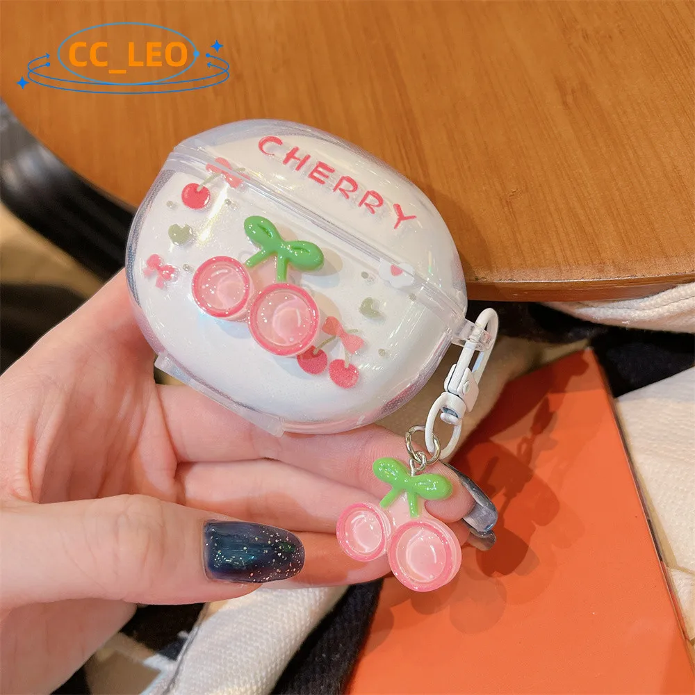 Для OPPO Enco Air2 чехол милый прозрачный брелок в виде вишни винограда милая Клубника