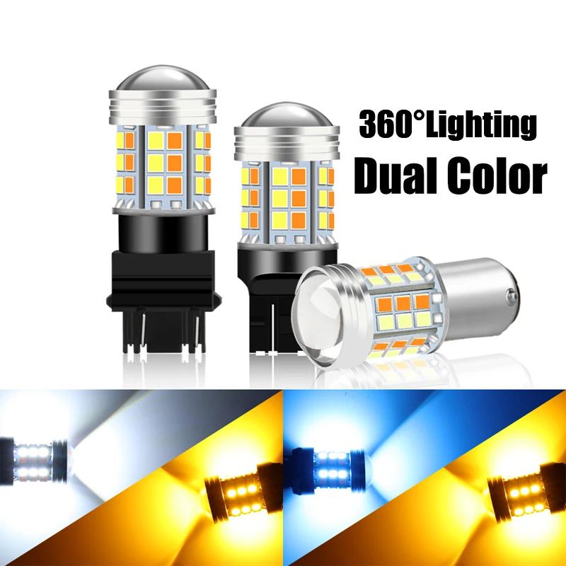 

1 Шт. Двухцветная Светодиодная Лампа T20 7443 W21/5W 1157 BAY15D 45SMD 3157 P27/7W Для Указателей Поворота Автомобиля, 12В