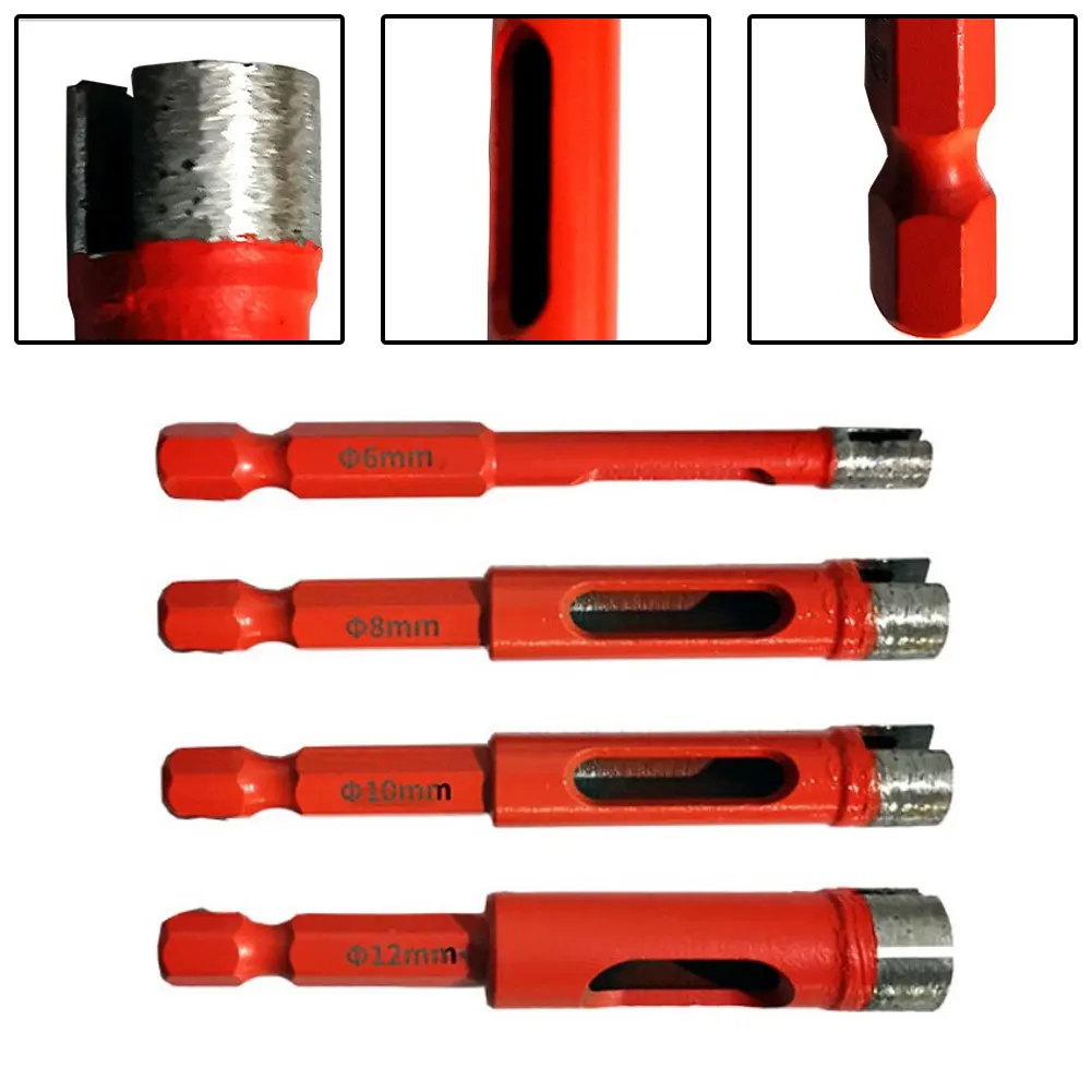 

Vacuum Brazed Diamond Dry Drill Bits 6/8/10/12mm Hex Handle Hole Saw Cutter For Granite Marble Ceramic Tile Glass Drilling