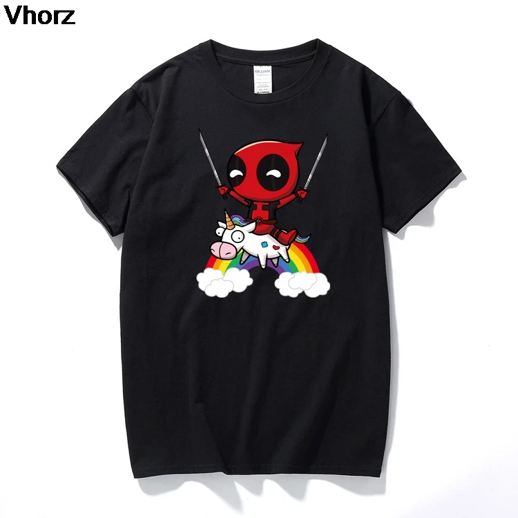 

New summer deadpool unicorn cartoon T Shirt Men Funny T-shirt Man woman Clothing Short Sleeve Camisetas T-shirt