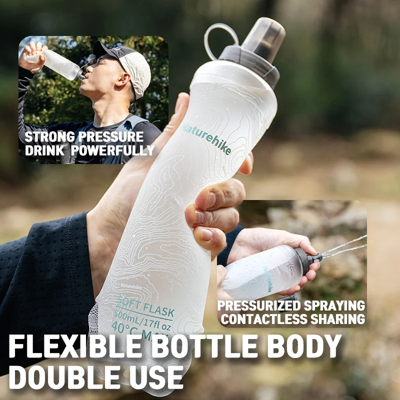 Фото Складная бутылка для воды Naturehike из ТПУ с силиконовым носиком, ультралегкая, для походов, активного отдыха, с распылителем, карманная, для рюкзака №5