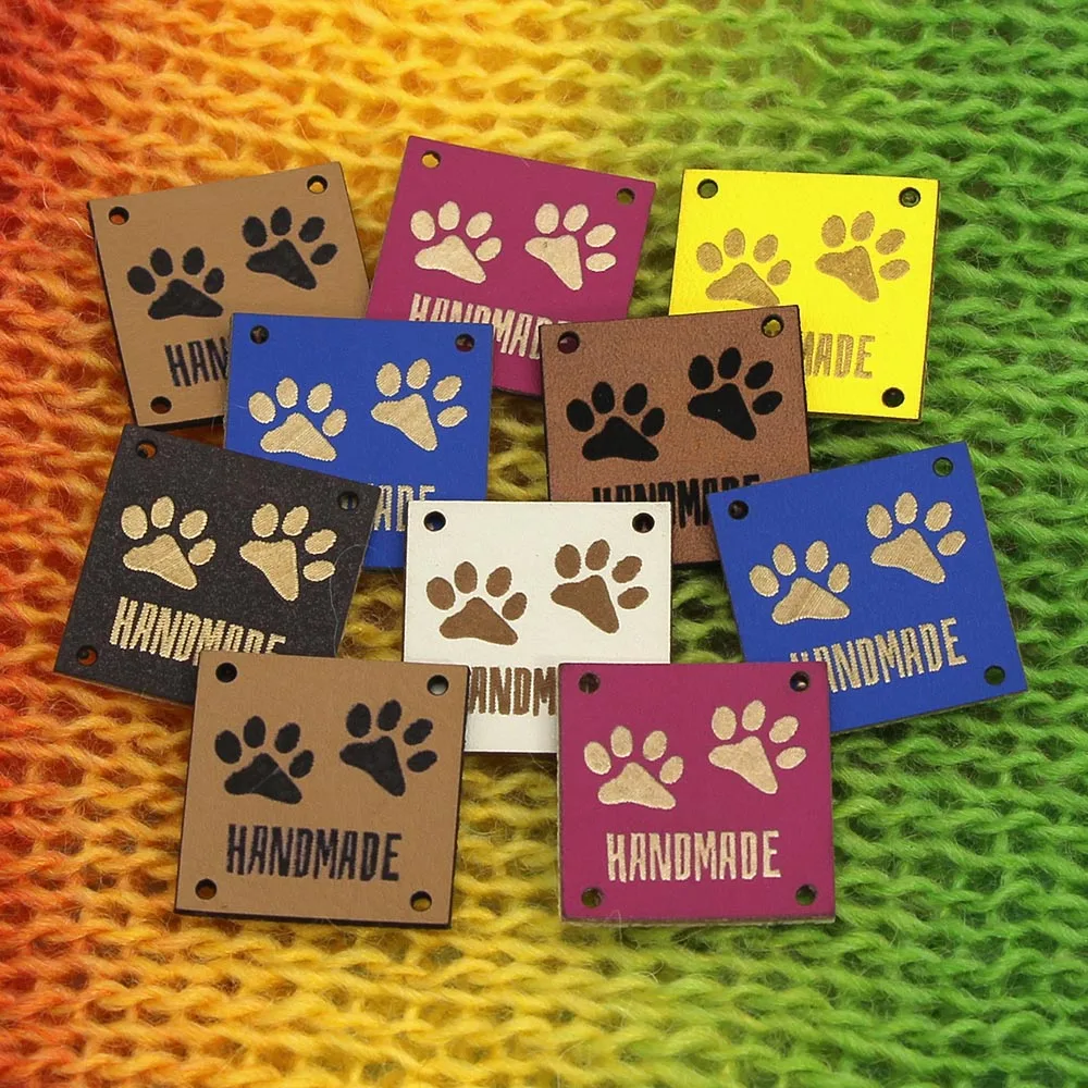 Этикетка Собачья лапа 1 дюйм этикетка сделай сам из искусственной кожи этикетки