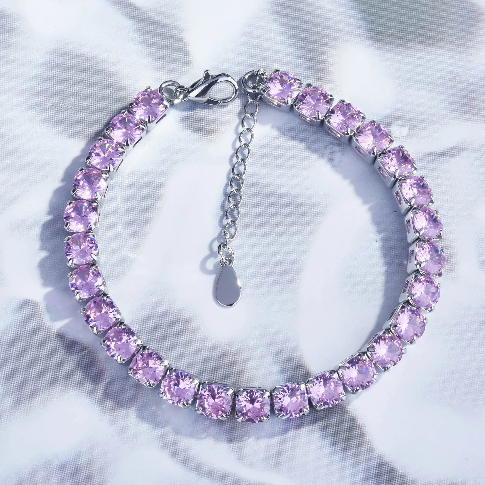 Купи 925 Sterling Silver Pink AAA Zircon Charm Bracelet Gorgeous Style Natural Pearl Chain Bracelet For Women Jewelry Party Gift за 750 рублей в магазине AliExpress