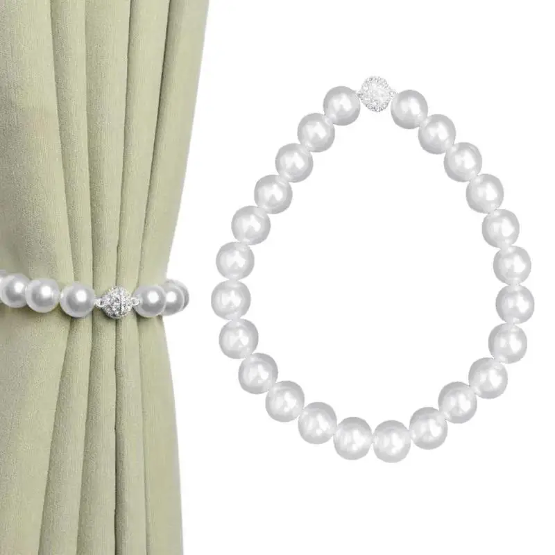 

Pearl Curtains Holders Magnetic Ball Curtain Tiebacks Multifunctional White Shining Curtains Strap Tieback Buckle Clips Supplies