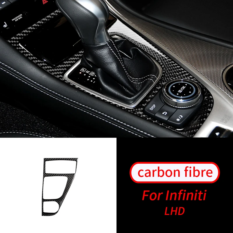

For Infiniti Q50 Q60 2013-2020 1pcs Real Carbon Fiber Center Console Gear Shift Box Cover Trim Car Interior Supplies Car Decor
