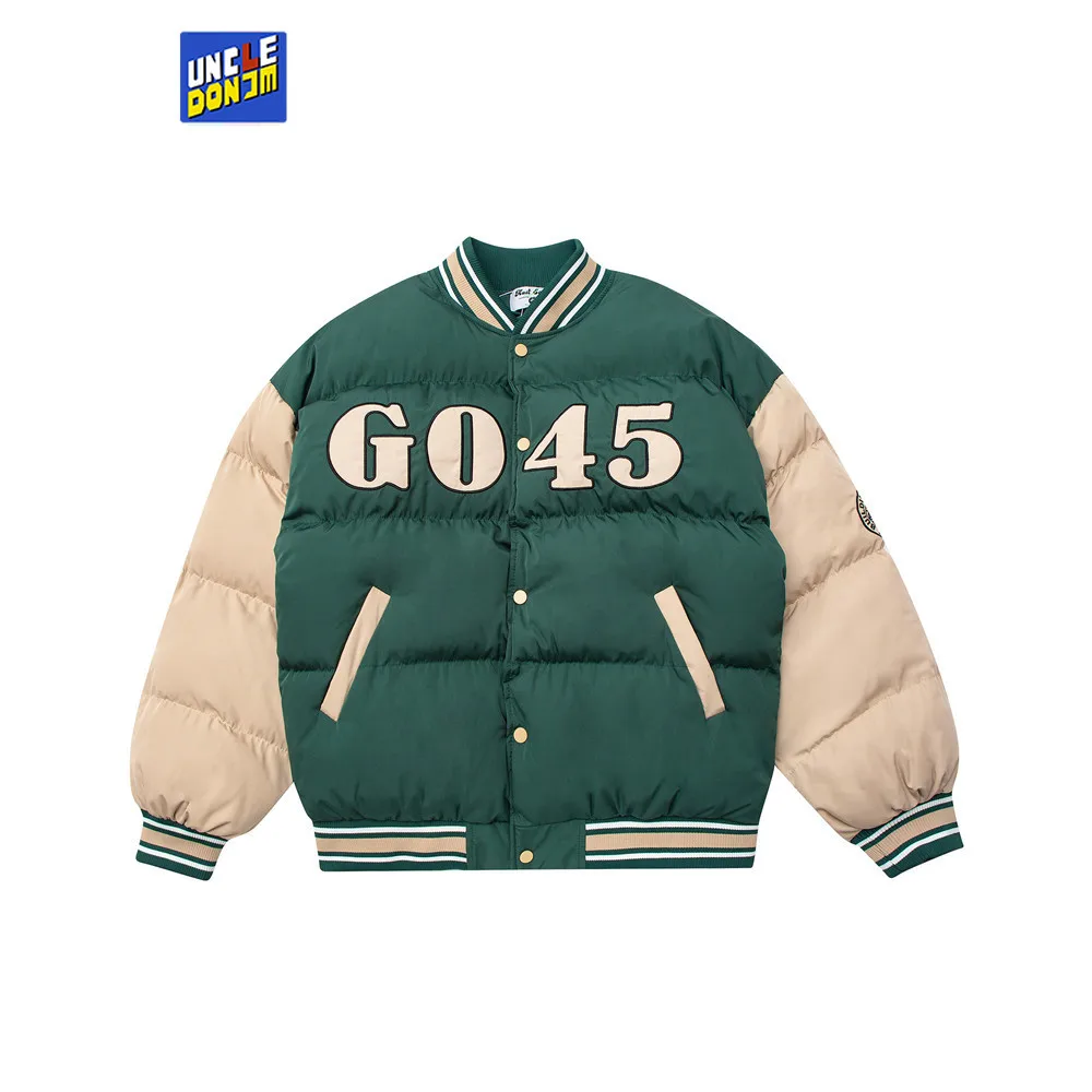 

Куртка UNCLEDONJM с цветными вставками и вышивкой букв, мужская уличная куртка в стиле хип-хоп, толстая парка большого размера, зимнее теплое пал...