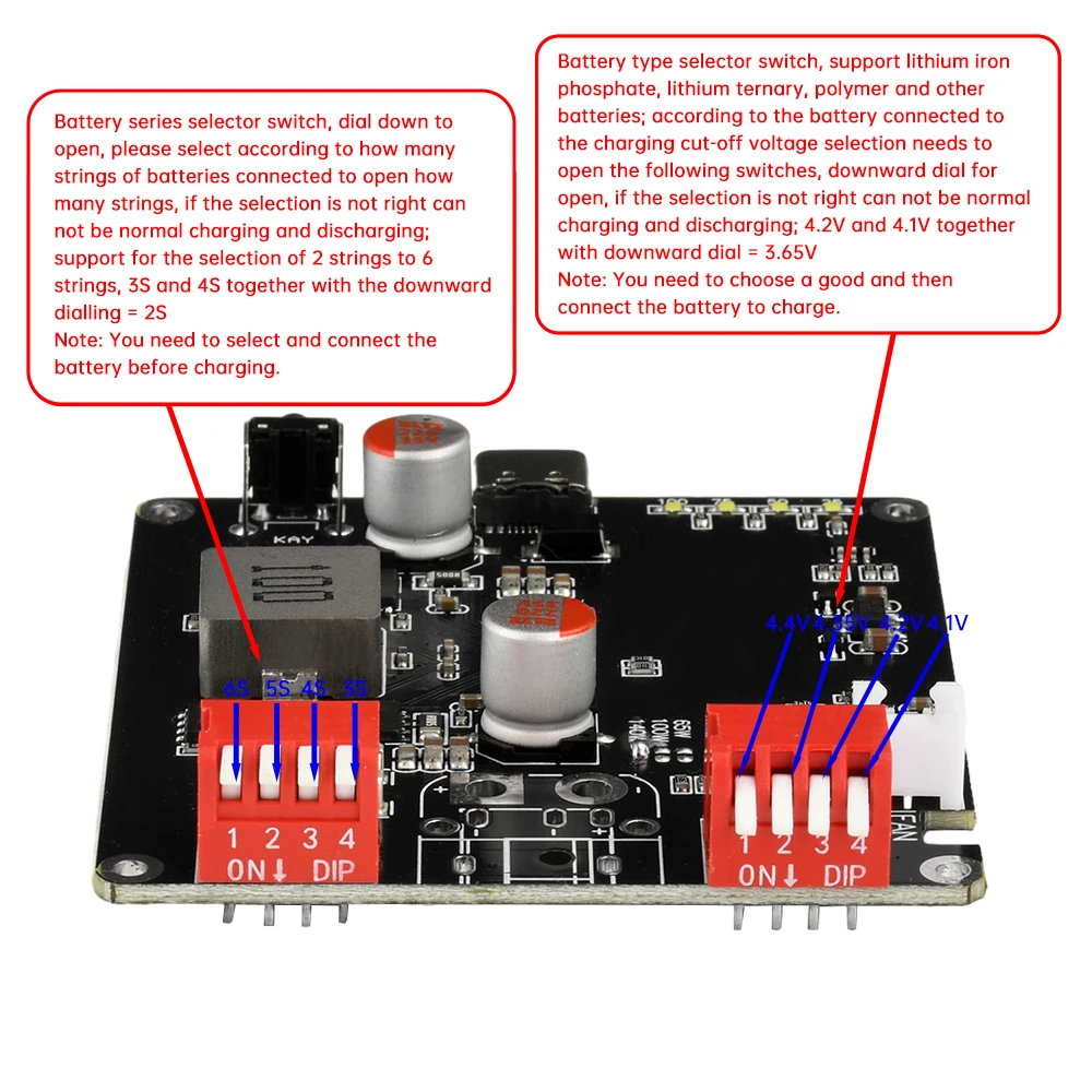 IP2366 PD3.1 Двунаправленная плата быстрой зарядки 140 Вт 2S-6S Li-ion/Lifepo4 BMS QC3.0+/FCP/AFC/SCP