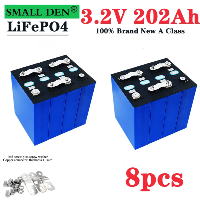 

8pcs 3.2V 200Ah 202Ah Class A lifepo4 battery 3C LiFePO4 battery pack DIY 12V 24V 48V solar energy storage golf cart inverter