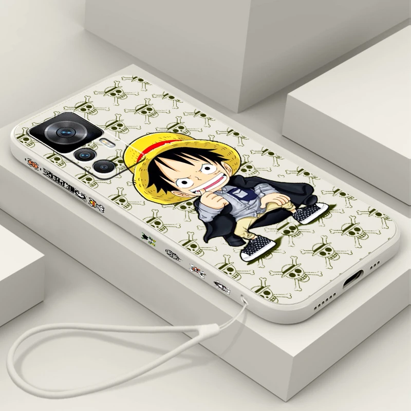 

One Piece Luffy Anime For Redmi K50 K40 K40S Gaming K30 10C 10 10X 9A 9 9T 9C 9AT A1 11 5G Liquid Left Rope Phone Case