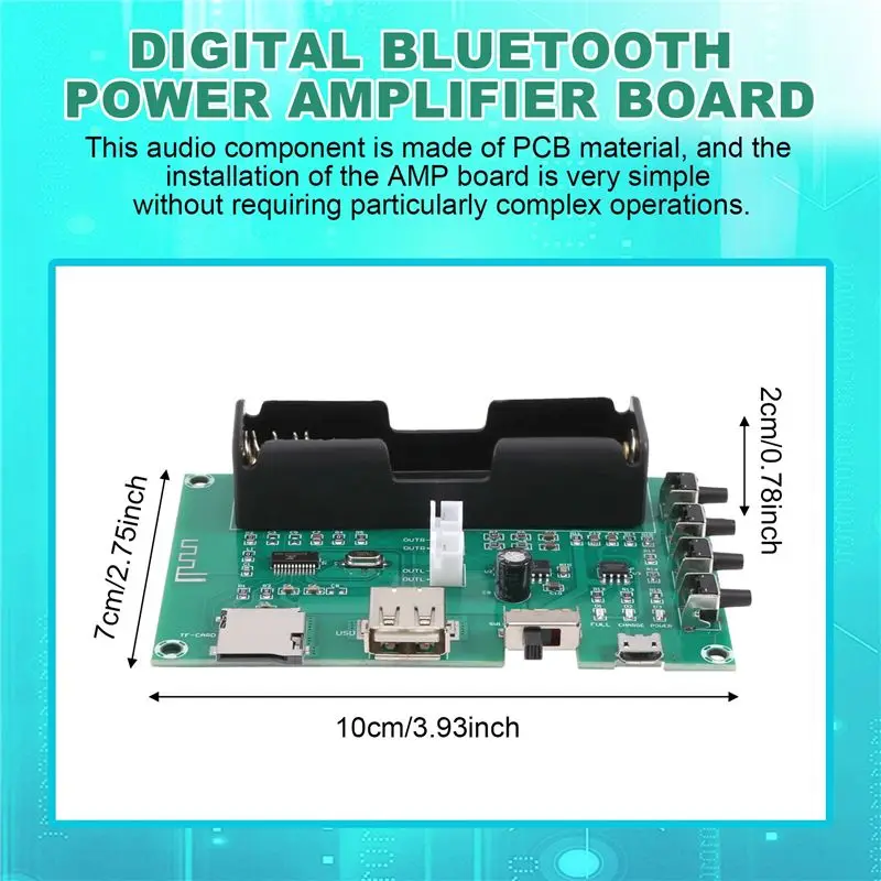 A93PHOT! Плата усилителя мощности XH-A150 с литиевой батареей, Bluetooth, цифровая, 10 Вт, для самостоятельной сборки небольшого перезаряжаемого динамика (art.: 3920dcb683d51) - 3920dcb683d51