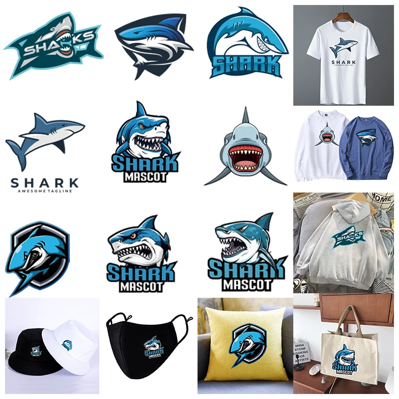 Логотип команды Shark термонаклейки для нашивок на одежду подходят худи футболок