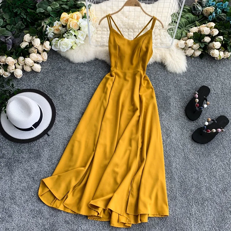 

women's beach dress suspenders hem slit maternity dress one