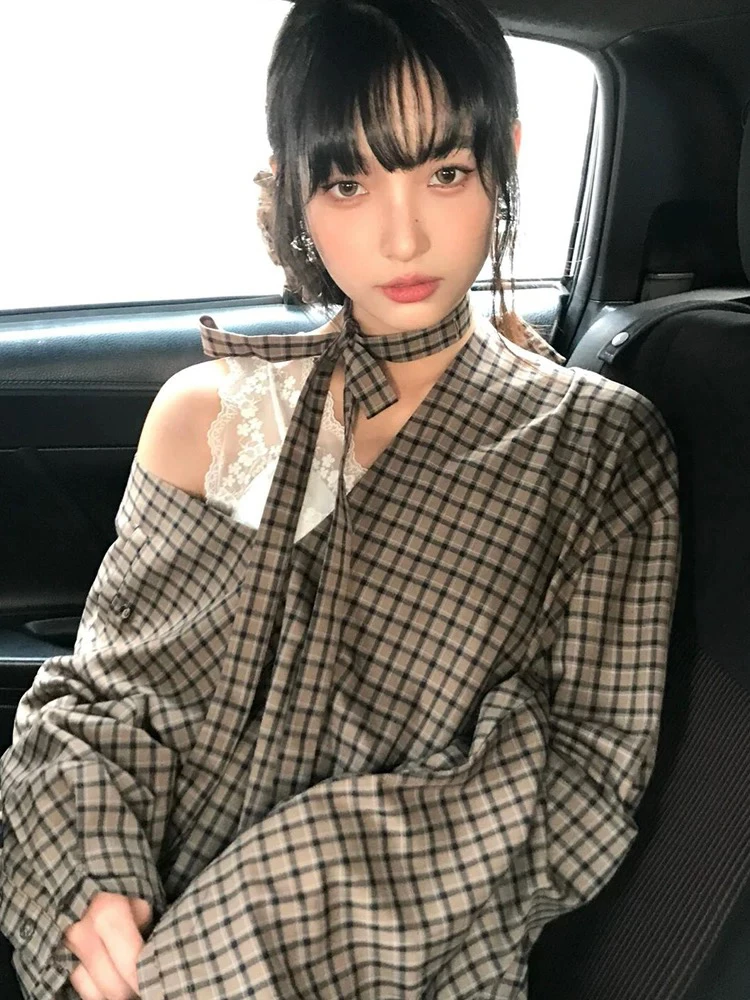 Genayooa винтажная клетчатая рубашка женская Dee Vneck сексуальная рубашка топы Y2k цветочные сказочные футболки уличная одежда американская рубашка в стиле ретро 90-х годов (art.: 3920cc931e678) - 3920cc931e678