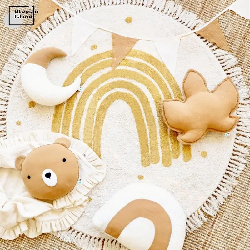 Белый плюшевый ковер для детской спальни мягкий детский игровой коврик детей