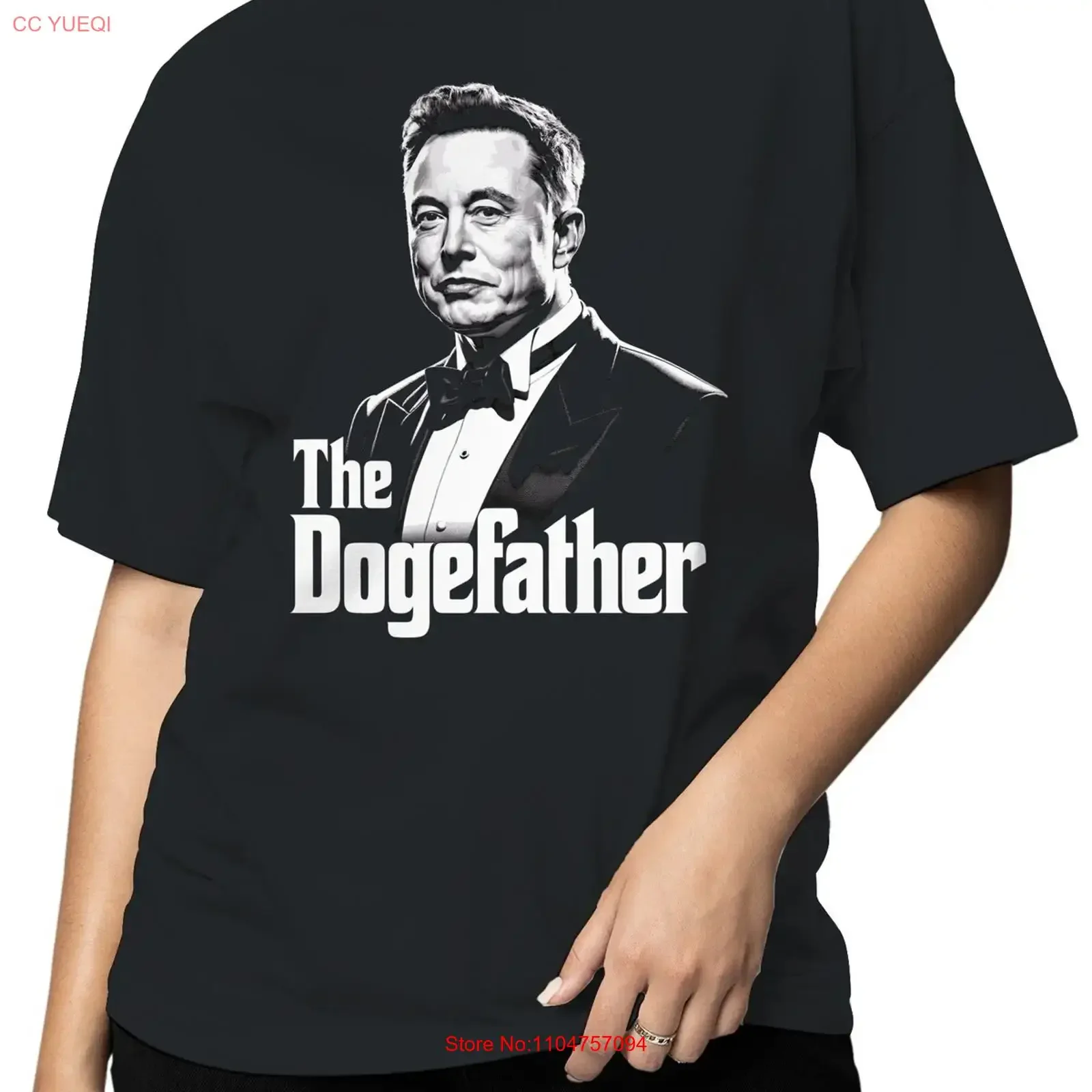 Фото Женская футболка Dogefather Tuxedo, винтажная, с эффектом потертости, унисекс, эластичная, с графическим принтом, стильная, мягкая, дышащая, повседневная, слегка модная №1