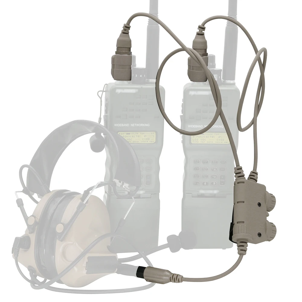 Hearangel Tactical Ptt Dual Comm RAC 6 Pin Ptt for AN/PRC 148/152/163 Walkie-talkie for COMTAC Airsof Shoot Tactical Headset