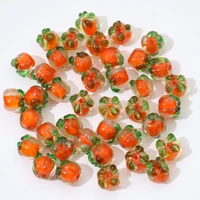 10pcs orange glass persimmon beads for jewelry making diy supplies fashion earrings necklace bracelet accessories wholesale bulk