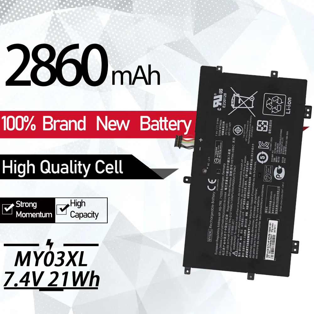 

7,4 V 21WH MY02XL Аккумулятор для HP Slatebook X2 10-H010NR TPN-Q127 HSTNN-IB5C HSTNN-LB5C 722232-001 721896-421 721896-1C1