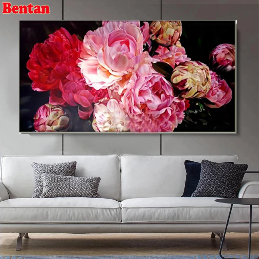 

Diamant painting 5d Diy Diamond Painting Flower Pink, Peony Full Mosaic Square / Round Diamond Embroidery Needlework Art