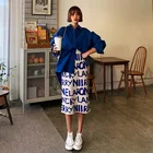 Женская трикотажная юбка средней длины, белая облегающая юбка с высокой талией и буквенным принтом, модель Y2k в Корейском стиле, 2022