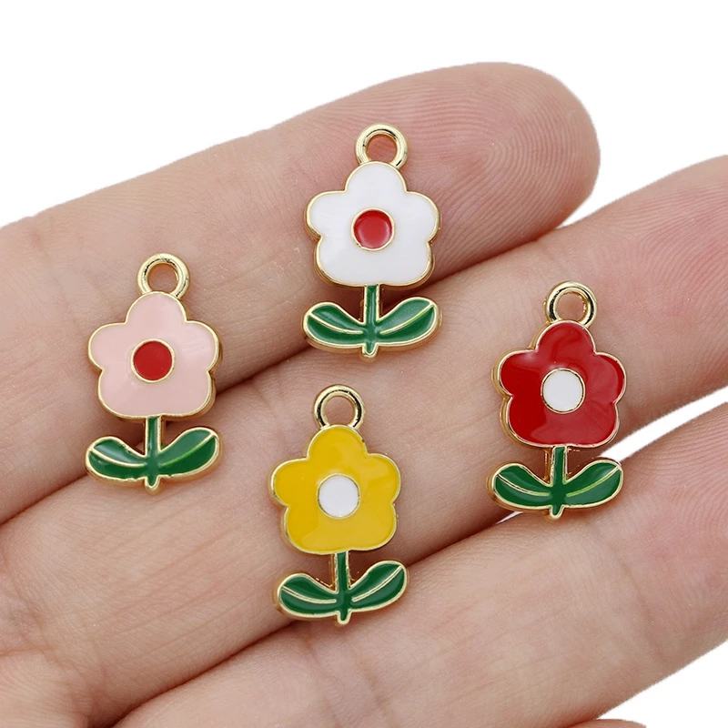 

10Pcs Enamel Flower Plant Charm Pendant Jewelry Making Bracelet Necklace DIY Earrings Accessories Craft