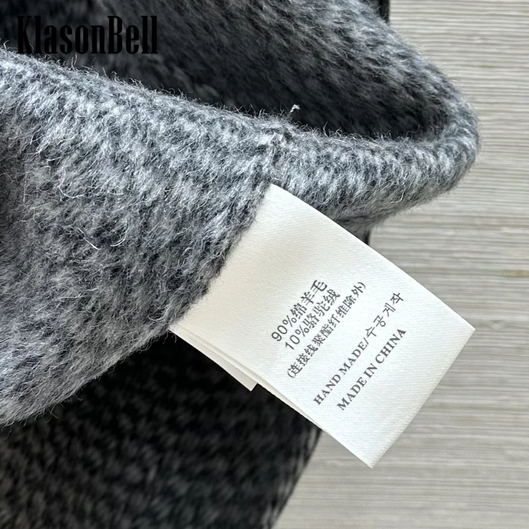 11 26 KlasonBell винтажное модное пальто с шарфом двухцветное шерстяное из альпаки