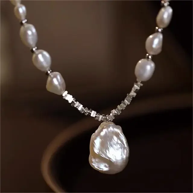 Высококачественное жемчужное ожерелье FeelNicheins в стиле барокко с посеребренным