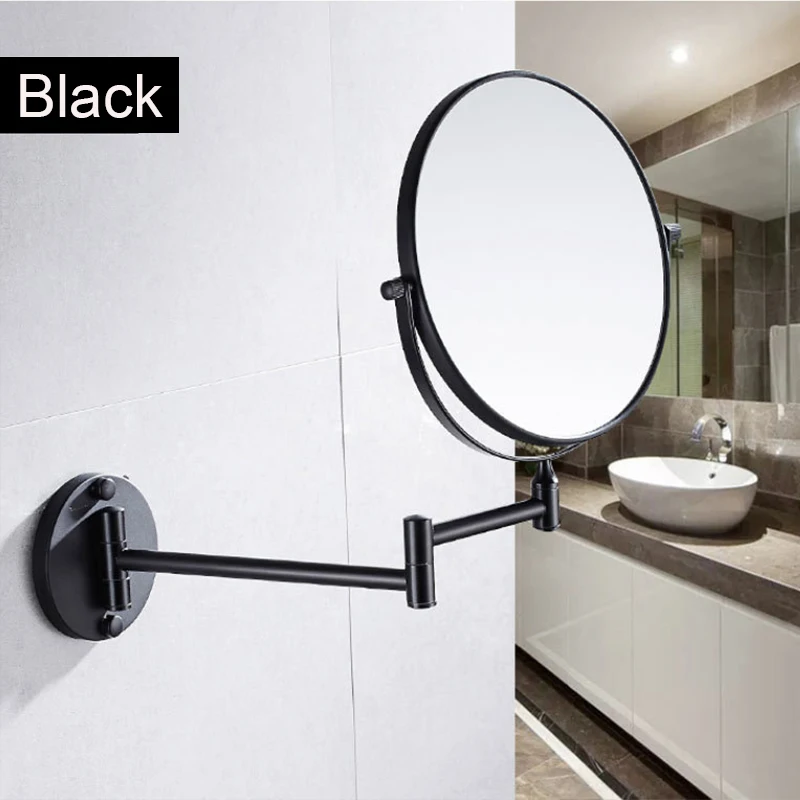 

360 ° Вращающееся двустороннее настенное зеркало — зеркало для макияжа в ванной комнате из алюминиевого сплава с 3-кратным увеличением, складное и регулируемое по углу