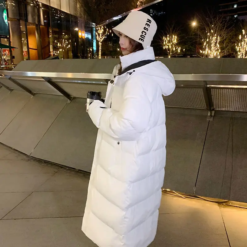 Winter Loose Hooded Parkas Jackets Women Thicken Warm Long Korean Cotton Padded Coats New Outwear Ladies Pockets Tops S57