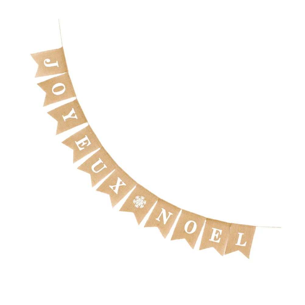 

Christmas Banner Flag Linen Bunting Hangingpartygarland Snowflake Holiday Burlap Fireplace