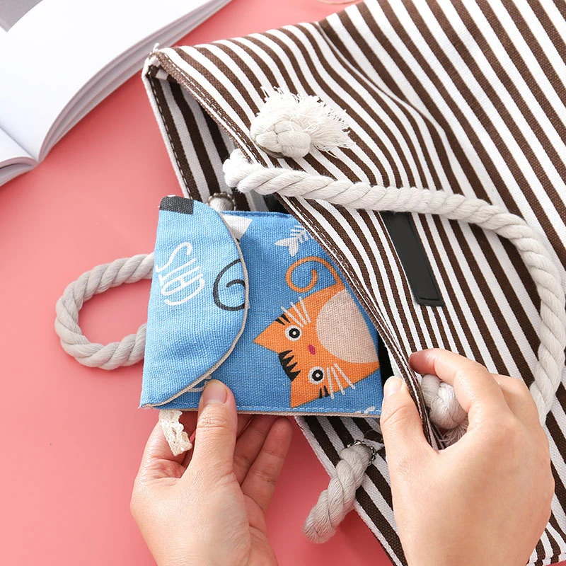 Portable Tampon Bag For Women Cute Cartoon Style Small Items Coins Makeup Lipstick Wallet Bag Girls Organizer Storage Bags