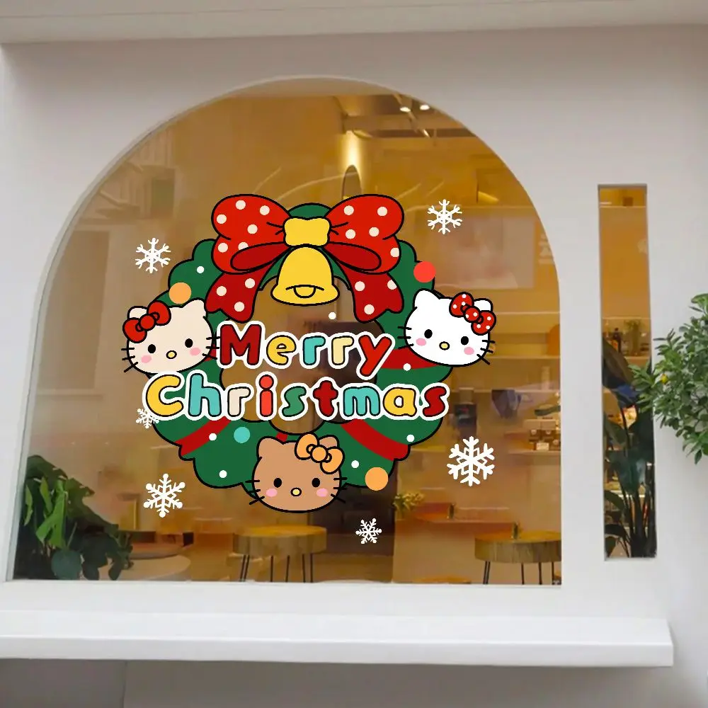Sanrios Kawaii Hello Kitty Рождественские украшения наклейки аниме девчачье сердце Новый