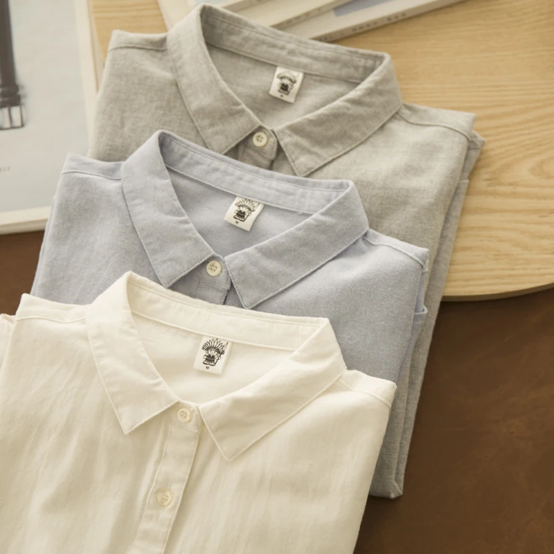 3-месячные однотонные рубашки женские осенние и зимние из матового хлопка