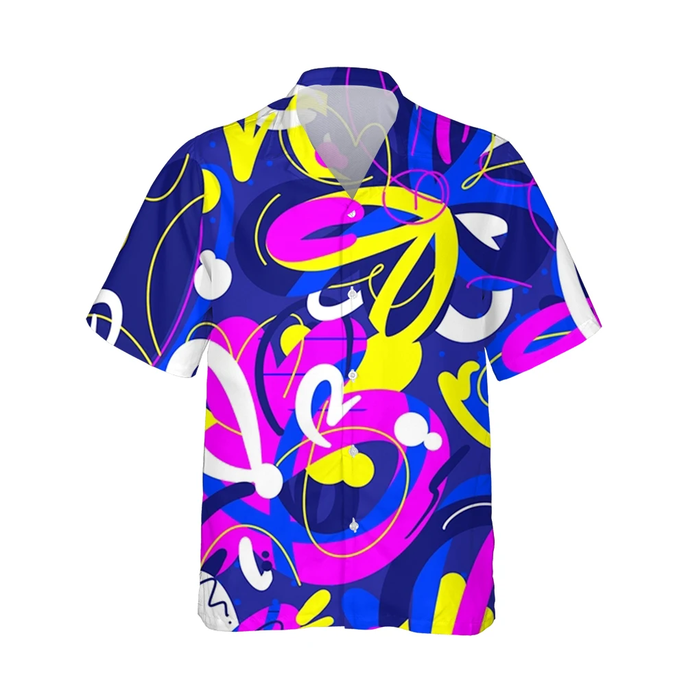 Jumeast 3d Harajuku Grunge Graffiti Printed Hawaiian Funny Shirt Men Short Sleeve Shirts Mens Fashion Casual Hip Hop Streetwear