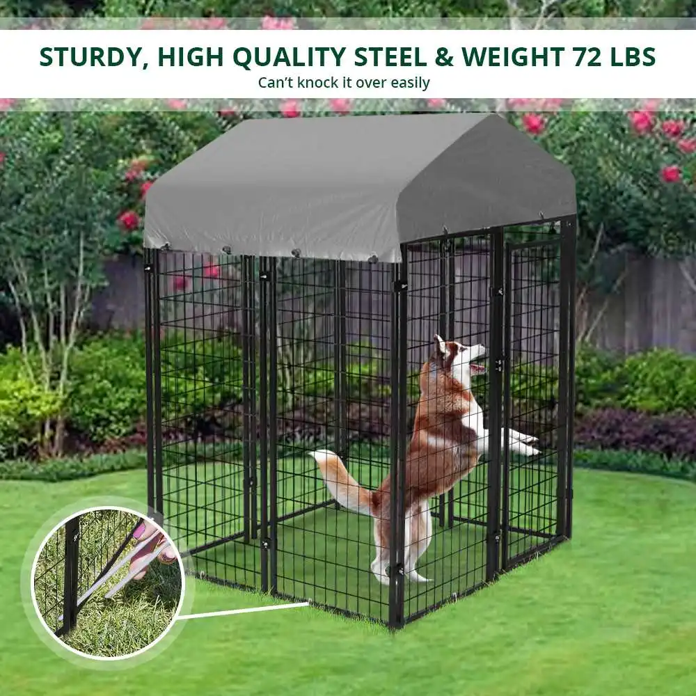 

PawGiant Dog Kennel Outdoor 4ftx4ft x6ft Dog House for Large Dogs Outside Metal Pet Crate Cage Playpen with UV-Proof Waterproof