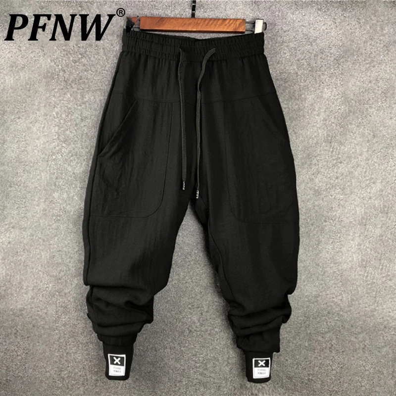 

Штаны-карандаш PFNW для этикеток, стильные шаровары в нишевом дизайне, Мужская Уличная одежда в стиле хип-хоп, свободные брюки с эластичным поясом, 2023, 12A1563