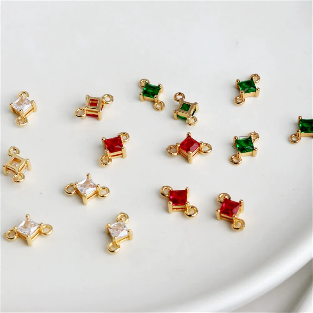 

14k Gold covered accessories zircon double rings 6mm diamond hanging DIY jewelry accessories Earrings link materials