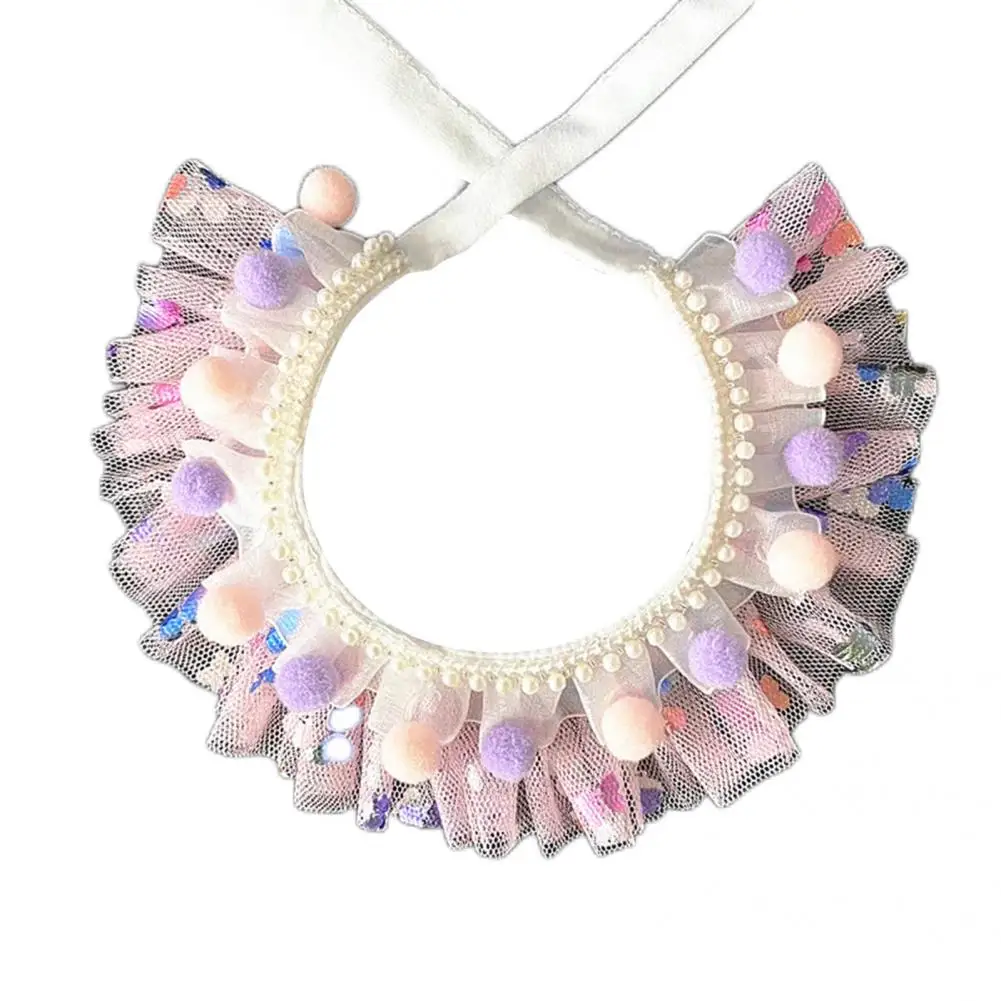 Элегантное ожерелье для собаки нагрудник из искусственного жемчуга кружевной с