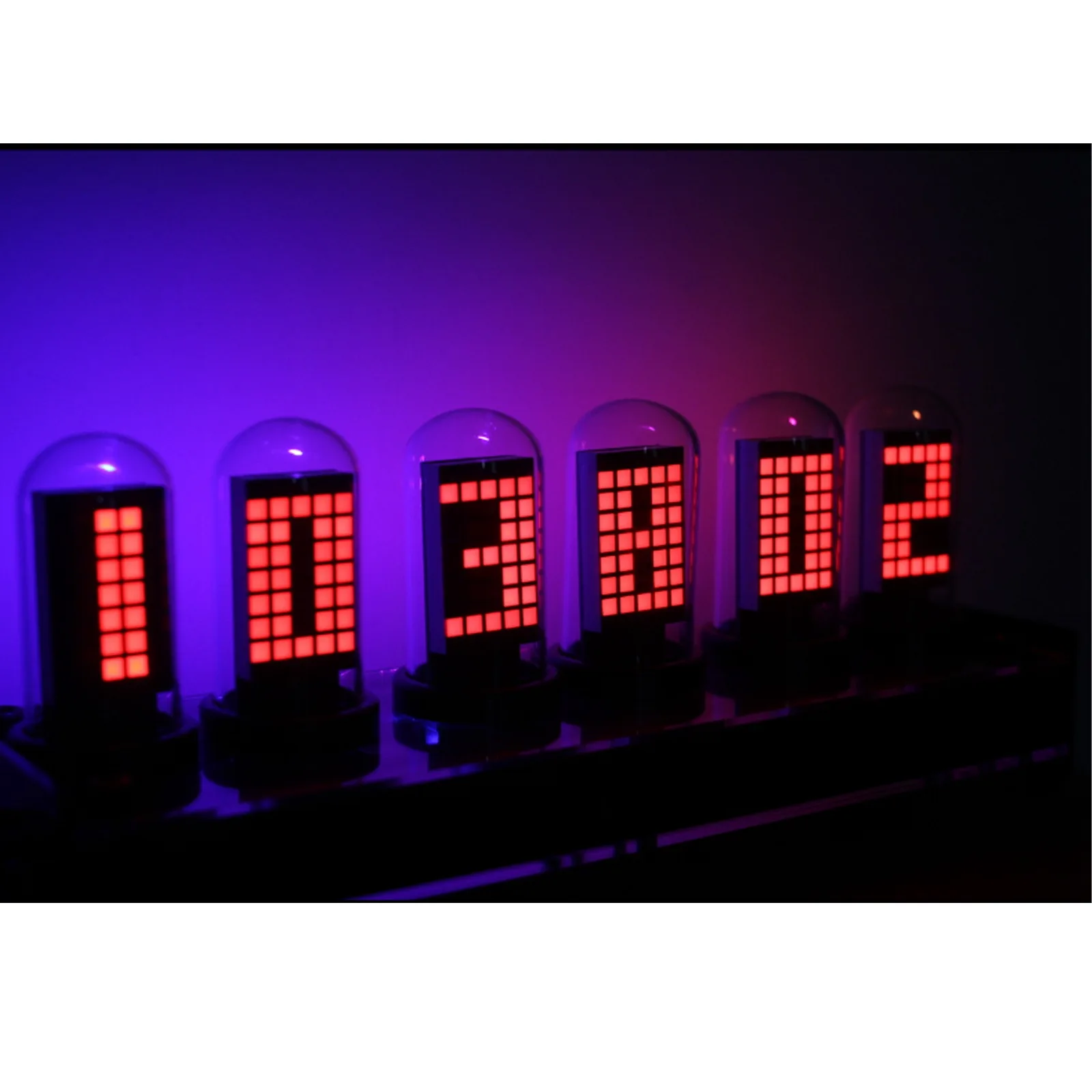 

3.5W Original Classic Vintage RGB Tube Clock Kit DIY / Assembled WITH/ Round Glass Case Wood Electrical Standard Alarm Clock