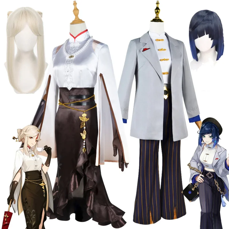 Парик для косплея Genshin impact ningguang Yanan пицца хижина парик из аниме игры одежда полный