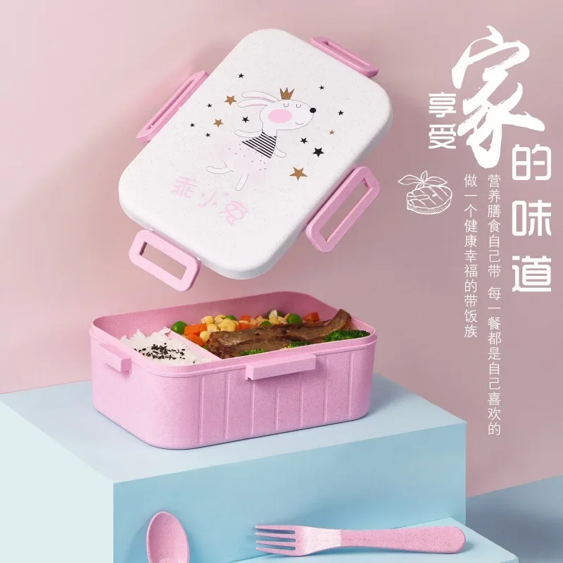1200 мл Коробка Bento для девочек офисный Ланч-бокс с ложкой вилкой контейнер