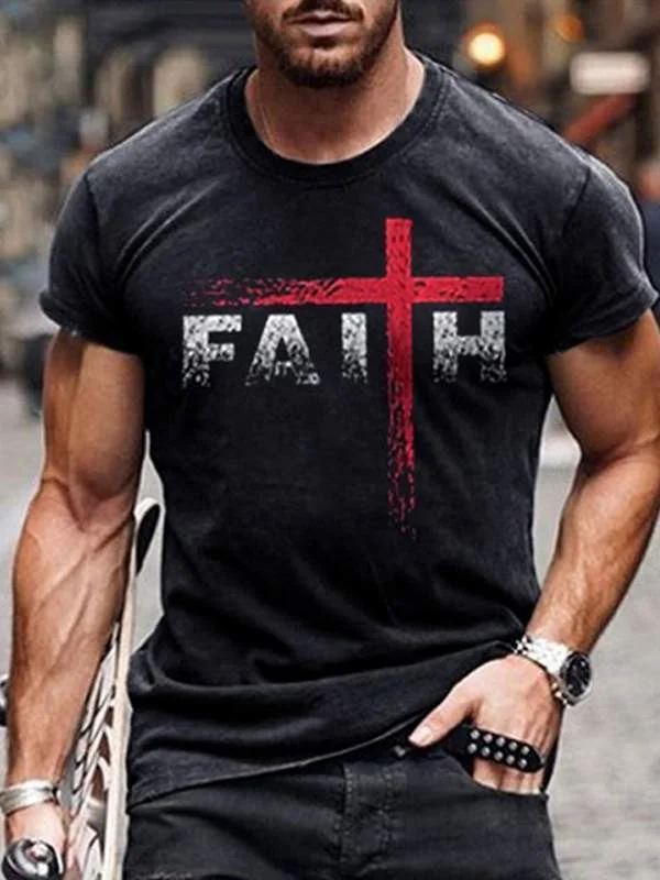 

Faith Cross Printed Casual T-Shirt
