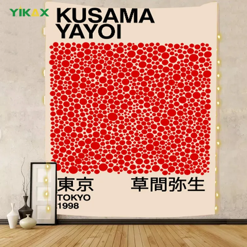 

Tapestry Yayoi Kusama Exhibition Wall Hanging Blanket Abstract Aesthetic Nordic Modern Dormitory Bedroom Home Decor Accessories