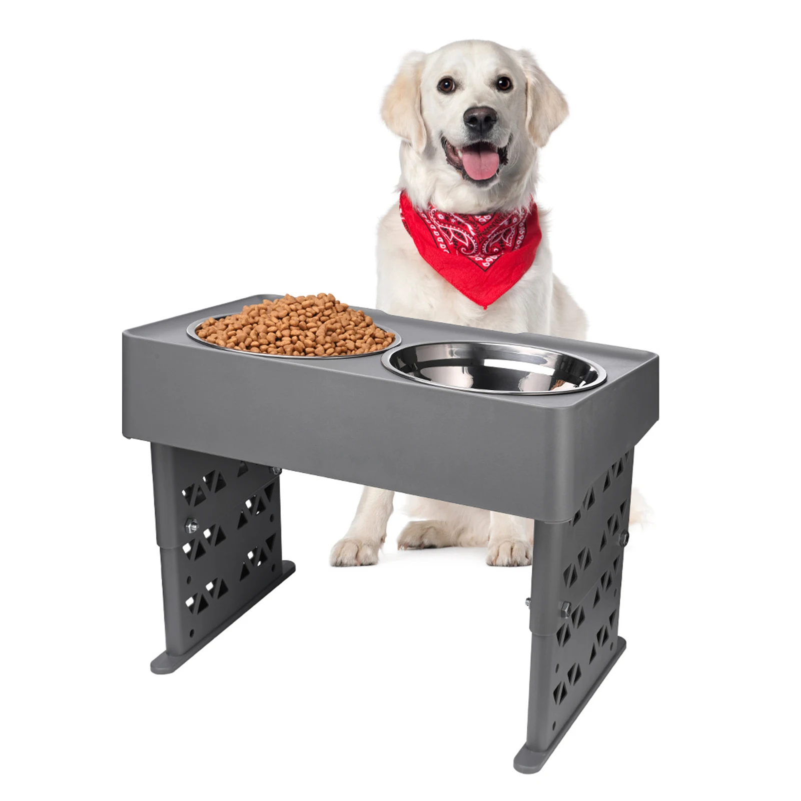 

Dog Double Bowls With Stand Adjustable Height Pet Feeding Dish Bowl Medium Big Dog Elevated Food Water Feeders Cat Lift Table