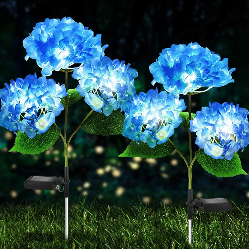 3 Head Hydrangea Flower Solar Led Light Outdoor Garden Lawn Lamps for Garden and Vegetable Patch Patio Country House Decoration
