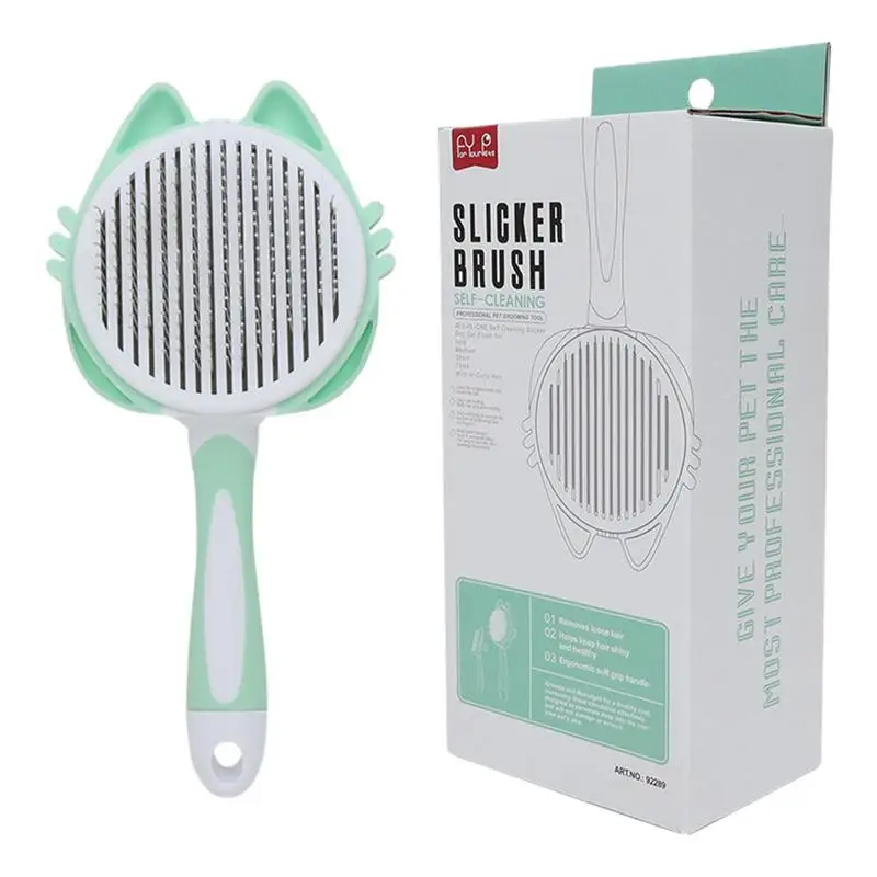 

Self Cleaning Slicker Brush Dog Brush For Shedding And Grooming Pet Hair Brush With Easy Push Button Removes Kitten Puppy Mats